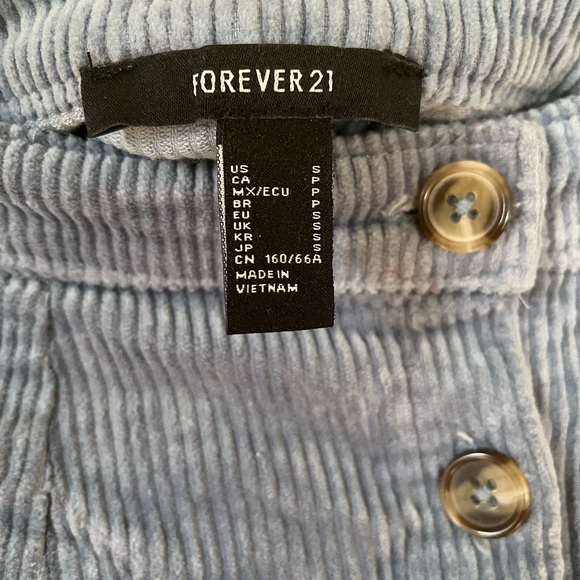 Forever 21 Blue Corduroy Button Up Mini Skirt Womens Small - Picture 3 of 4